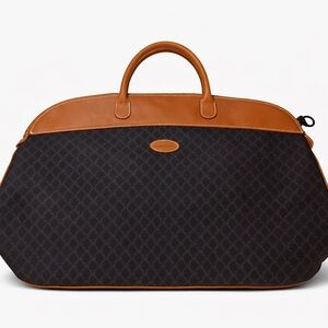 Authentic Longchamp Vintage Monogram Travel Weekender Bag – Navy & Tan Leather